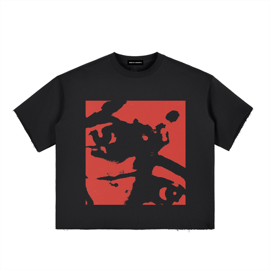 Half-sleeve raw-edge box-T